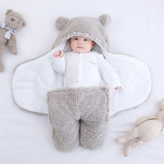 Плюшевая пеленка для новорожденных Gray Teddy-2